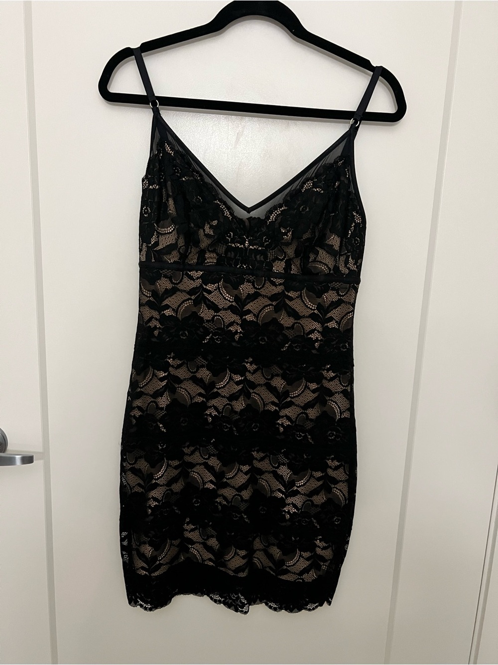 GUESS Black Lace Slip Mini Dress -